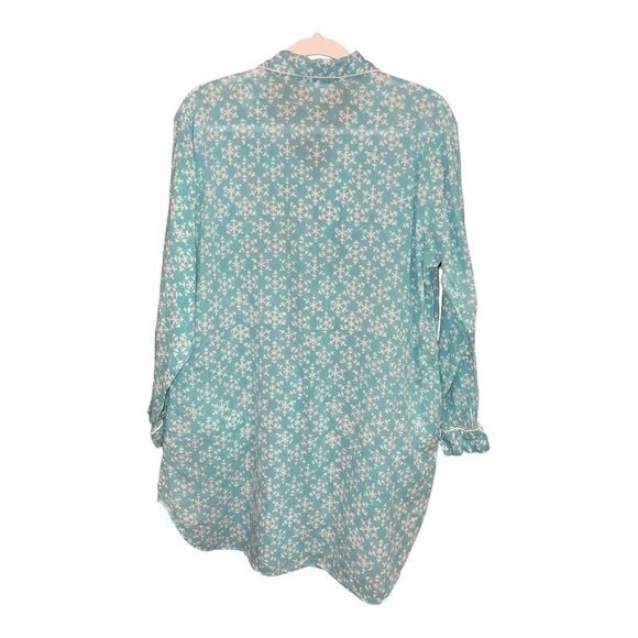 Pax Philomena Blue Button Down Cotton Night Shirt Size Large MA1 - Picture 3 of 4